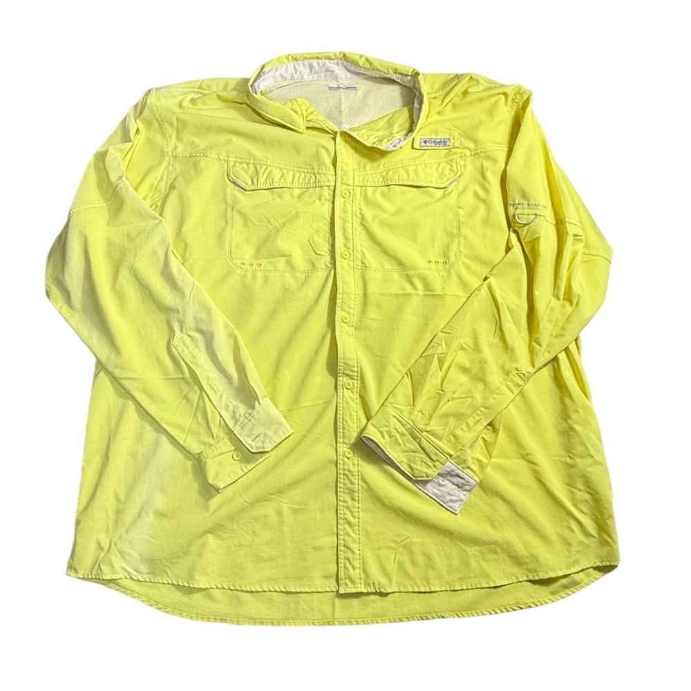 Columbia PFG Mens 4XT Neon Yellow Long Sleeve Fishing Shirt Omni-Shade-2281